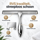 Douchewisser RVS – Raamwisser voor Douche, Glas & Tegels – 25,5 cm Brede Wisser – Inclusief Zelfklevende Ophanghaak – Zi