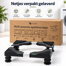 Wasmachine Verhoger Verstelbaar – Wasmachine Onderstel 40-65 cm – Hoogte 10-13 cm – Draagkracht 200 kg – Met Waterpas & 