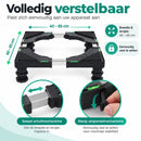 Wasmachine Verhoger Verstelbaar – Wasmachine Onderstel 40-65 cm – Hoogte 10-13 cm – Draagkracht 200 kg – Met Waterpas & 