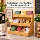 Theezakjes Organizer Bamboe – Theedoos met 12 Vakken – 3-Laags Theerek – Theezakjeshouder voor Aanrecht – Volledig Gemon
