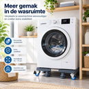 Verstelbare Wasmachine Onderzetter met Wielen – 42 tot 75 cm – Verrijdbare Wasmachine Verhoger – Met Rem, Stelpoten & An