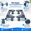 Verstelbare Wasmachine Onderzetter met Wielen – 42 tot 75 cm – Verrijdbare Wasmachine Verhoger – Met Rem, Stelpoten & An