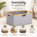 Wasmand 45 Liter – Opvouwbare Wasmand met Bamboe Rand – Wasmand Groot met Handgrepen – Stoffen Opbergmand voor Wasgoed, 