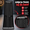 Dartmat met Oche & Checkout Tabel – 237 x 57 cm – Dartmat met Werplijn 2,37 m – 2 & 3 Dart Finishes – Antislip Dartmat –