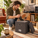 LP Opbergsysteem - Opbergbox met Deksel – Vinyl Opbergbox voor 50+ Platen – 33 x 33 x 33 cm – Platenkoffer met Handgrepe