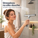 Douchewisser RVS – Raamwisser voor Douche, Glas & Tegels – 25,5 cm Brede Wisser – Inclusief Zelfklevende Ophanghaak – Zi