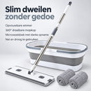 Dweilset met Emmer – Vlakmop met Opvouwbare Emmer – 360° Draaibare Mop – Telescopische Steel 127 cm – Inclusief 2 Microv