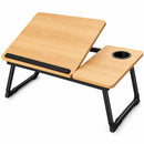 Laptoptafel voor Bed & Bank – Inklapbare Bedtafel met Verstelbaar Werkblad – Bekerhouder & Zijblad – Laptopstandaard van