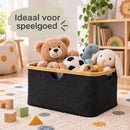 Wasmand 45 Liter – Opvouwbare Wasmand met Bamboe Rand – Wasmand Groot met Handgrepen – Stoffen Opbergmand voor Wasgoed, 