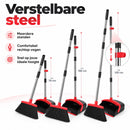 Bezem met Stofblik en Lange Steel – Bezemset met Verstelbare Steel – Staand Vegen Zonder Bukken – Stoffer en Blik met Re