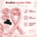 Heatless Curls Set 5-delig – Krullen Zonder Hitte – Satijnen Krulband 98 cm – Inclusief 2 Scrunchies, Haarklem & Sprayfl