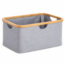 Wasmand 45 Liter – Opvouwbare Wasmand met Bamboe Rand – Wasmand Groot met Handgrepen – Stoffen Opbergmand voor Wasgoed, 