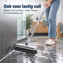 Bezem en Stoffer en Blik met Lange Steel – 4-in-1 Schoonmaakset – Staand Stofblik met Schoonmaaktanden – Vloerborstel me