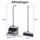 Bezem en Stoffer en Blik met Lange Steel – 4-in-1 Schoonmaakset – Staand Stofblik met Schoonmaaktanden – Vloerborstel me