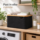 Wasmand 45 Liter – Opvouwbare Wasmand met Bamboe Rand – Wasmand Groot met Handgrepen – Stoffen Opbergmand voor Wasgoed, 