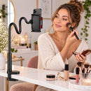 Telefoonhouder Bureau met Flexibele Arm – Telefoon- & Tablethouder met Tafelklem – 76 cm Verstelbare Arm – Voor Bed, Bur
