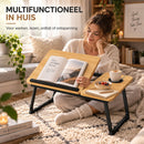 Laptoptafel voor Bed & Bank – Inklapbare Bedtafel met Verstelbaar Werkblad – Bekerhouder & Zijblad – Laptopstandaard van