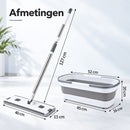 Dweilset met Emmer – Vlakmop met Opvouwbare Emmer – 360° Draaibare Mop – Telescopische Steel 127 cm – Inclusief 2 Microv
