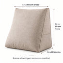 Leeskussen voor Bed & Bank – Rugsteunkussen 60 x 50 x 20 cm – Groot Zitkussen met Rugsteun – Afneembare Hoes & Zijvak – 