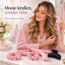 Heatless Curls Set 5-delig – Krullen Zonder Hitte – Satijnen Krulband 98 cm – Inclusief 2 Scrunchies, Haarklem & Sprayfl