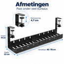Kabelgoot Bureau – Verstelbare Kabelmanagement Tray 40-78 cm – Kabelbak Onder Bureau Zonder Boren – Met Klembevestiging 