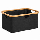 Wasmand 45 Liter – Opvouwbare Wasmand met Bamboe Rand – Wasmand Groot met Handgrepen – Stoffen Opbergmand voor Wasgoed, 
