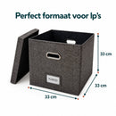 LP Opbergsysteem - Opbergbox met Deksel – Vinyl Opbergbox voor 50+ Platen – 33 x 33 x 33 cm – Platenkoffer met Handgrepe