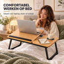 Laptoptafel voor Bed & Bank – Inklapbare Bedtafel met Verstelbaar Werkblad – Bekerhouder & Zijblad – Laptopstandaard van