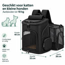 Dierenrugzak voor Kat & Kleine Hond – Uitklapbare Kattenrugzak – Reistas tot 10 kg – Ademend Mesh – 33 x 26 x 40 cm – Tr