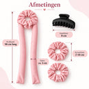 Heatless Curls Set 5-delig – Krullen Zonder Hitte – Satijnen Krulband 98 cm – Inclusief 2 Scrunchies, Haarklem & Sprayfl
