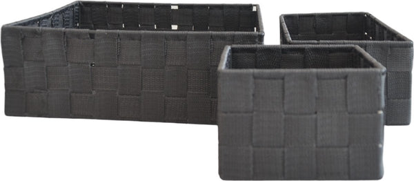 Opbergmand Gevlochten - 4 Stuks - Grijs - Textiel - Lade Organizer - Lade Verdeler - Opbergmandjes - Complete set - Opbergbox - Gevlochten Opbergmandjes voor in de Badkamer