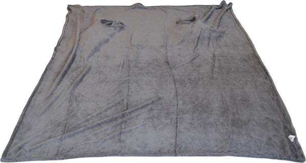 Wohndecke mit Ärmeln - Grau - 145 x 195 cm - Extra weich - Sofateppich - Plaid - Sofaplaid - Kuscheldecke