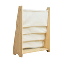 Bücherregal für Kinder – 76 x 62 x 28 cm – Braun – Holz mit Leinen – Bücherregal für Kinder – Bücherregal für Kinderzimmer