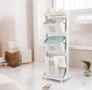 Wäschekorb 3 Fächer – Weiß – Wäschekorb mit Rollen – Wäschesortierer mit drei Fächern – Wäschekorb aus Kunststoff