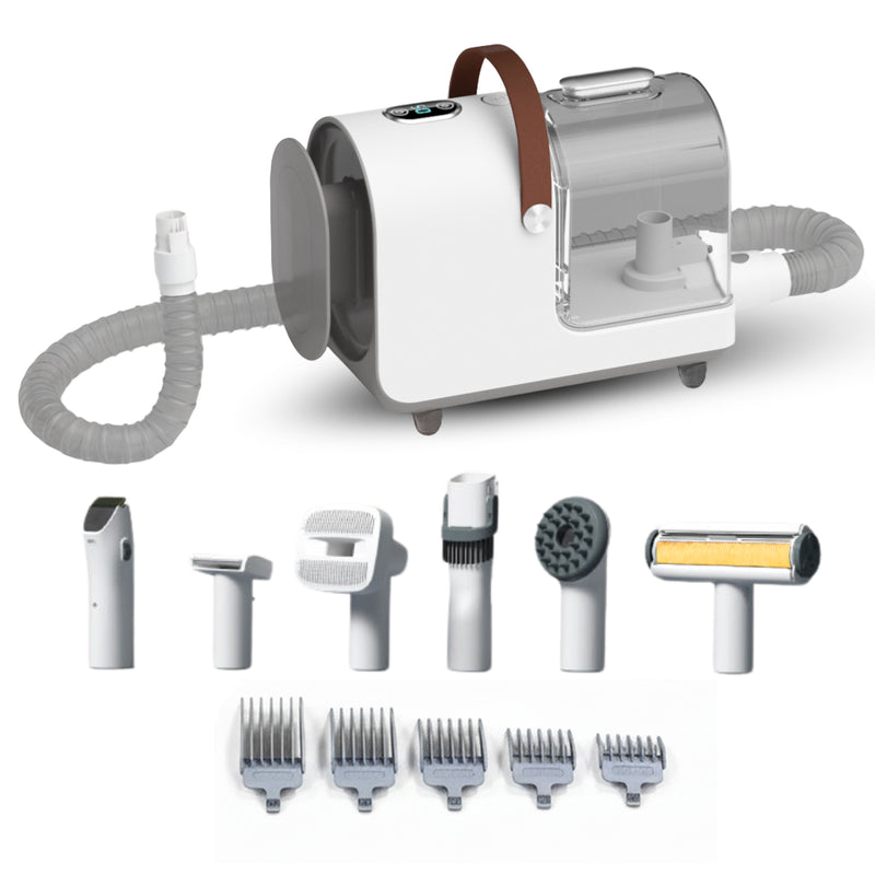 Carewat 6-in-1 Huisdier Stofzuiger en Trimmer Set – Professionele Hondentondeuse met Stofzuiger – Trimset Hond en Kat – Stil, Krachtig en Hygiënisch