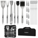 Chefino BBQ Accessoires Set – 21-delig BBQ Pakket – Compleet RVS Barbecue Accessoires met Draagtas – Roestvrijstaal Kamado Accessoires