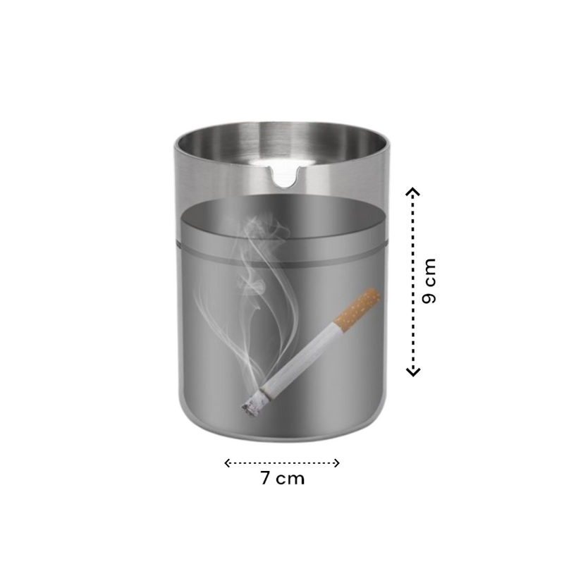 Aschenbecher – Edelstahl – 9 x 7 cm – Windaschenbecher – drinnen und draußen