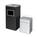 Aschenbecher für den Außenbereich – Schwarz mit Edelstahl – 31 cm x 25 cm x 61 cm – Bodenaschenbecher – Außenaschenbecher groß – Raucherstange – Aschenbecher – Standaschenbecher mit Edelstahl-Abfallbehälter