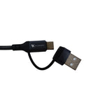 3-in-1 USB Kabel – 1 meter – Snelladen & Dataoverdracht – USB naar USB-C / Lightning – Nylon Gevlochten – Zwart