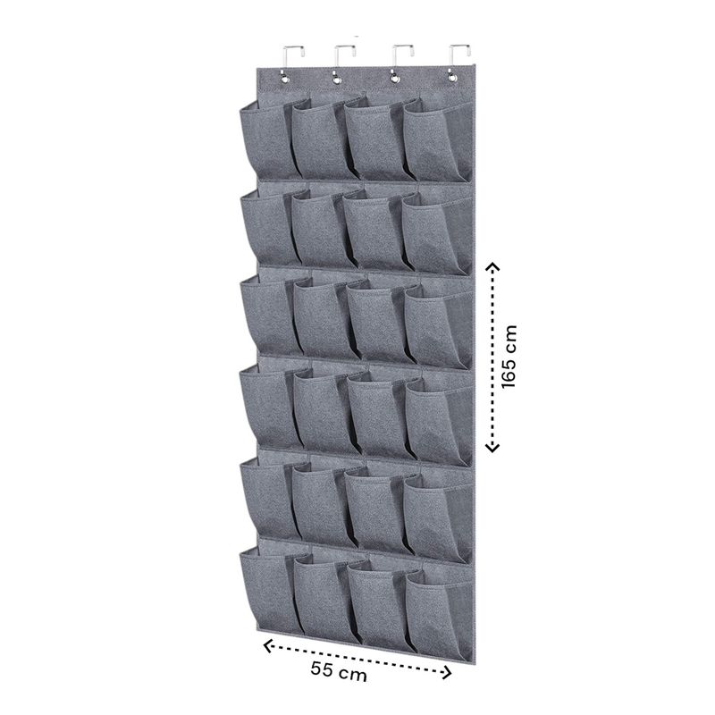 Schuhschrank zum Aufhängen – Schuhtasche 24 Fächer – Aufbewahrung von Schuhen an der Tür – Grau (Kopie)