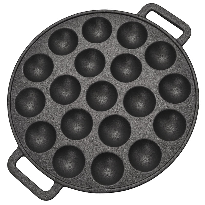 Chefino Poffertjespan Gietijzer 24 cm – 19 Poffertjes Tegelijk – Geschikt voor Gas, Inductie, Keramisch en Oven – BPA-vrij, Anti-aanbaklaag