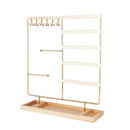 Sieradenhouder - 35 x 30 x 9,5 cm - Goudkleurig - Oorbellenrekje - Display - Hout en Metaal - Oorbellenhouder