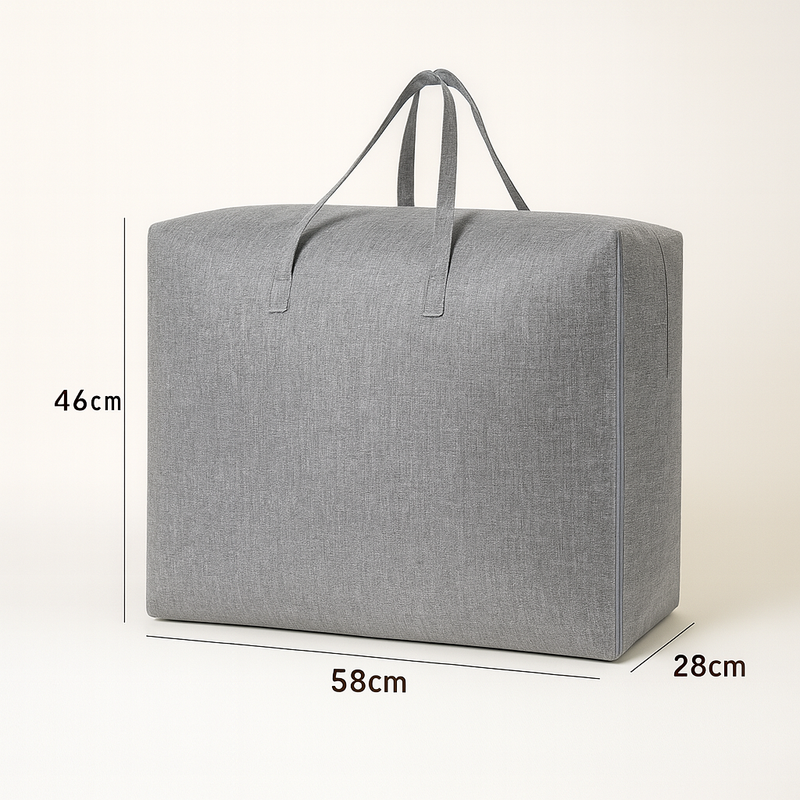 Opbergtas Groot 58x46x28 cm – Draagbare Opbergzak met Handvat – Opbergbox voor Kleding, Dekens & Textiel – Vouwbaar & Ademend – Grijs