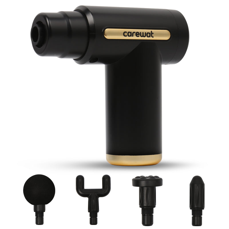 Carewat Massage Gun – Spiermassage Apparaat met 4 Opzetstukken – Draadloos – Stil – Oplaadbaar via USB-C – Spierontspanner voor Nek, Rug en Benen