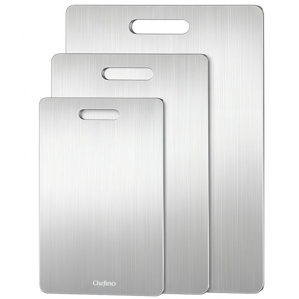 Chefino Titanium Snijplanken Set 3-delig – Antibacterieel Titanium Snijplank – Krasvast, Microplasticvrij & Vaatwasserbestendig – Duurzame Snijplanken voor Groente, Vlees & Vis