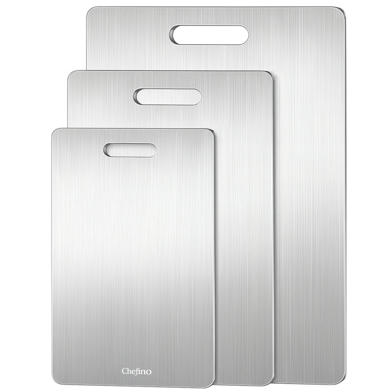 Chefino Titanium Snijplanken Set 3-delig – Antibacterieel Titanium Snijplank – Krasvast, Microplasticvrij & Vaatwasserbestendig – Duurzame Snijplanken voor Groente, Vlees & Vis