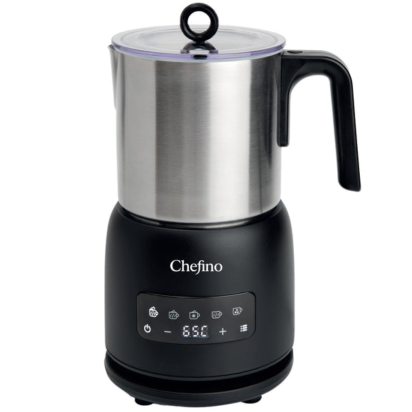 Chefino Melkopschuimer – PFAS-vrij & RVS – 4 Programma’s – Warm & Koud Opschuimen – 300 ml – 550 W – Automatische Uitschakeling – Vaatwasserbestendig – Zwart/Zilver