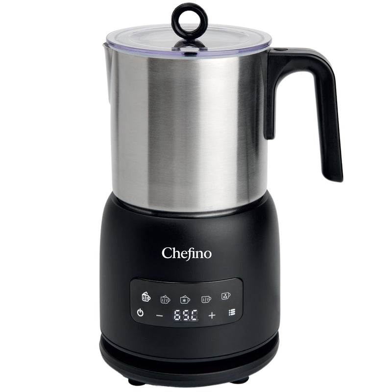 Chefino Melkopschuimer – PFAS-vrij & RVS – 4 Programma’s – Warm & Koud Opschuimen – 300 ml – 550 W – Automatische Uitschakeling – Vaatwasserbestendig – Zwart/Zilver