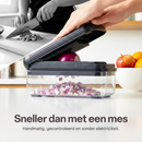 Chefino Trito - Groentesnijder Set met Opvangbak 750 ml – Mandoline Snijder – Groente Hakker – Uiensnijder – Blokjessnijder – Julienne Snijder – Groente Rasp – Keuken Mandoline met 5 RVS Messen