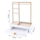 Sieradenhouder met Lade - Goudkleurig - Oorbellenrekje - Display - Hout en Metaal - Oorbellenhouder - Oorbellenrekje